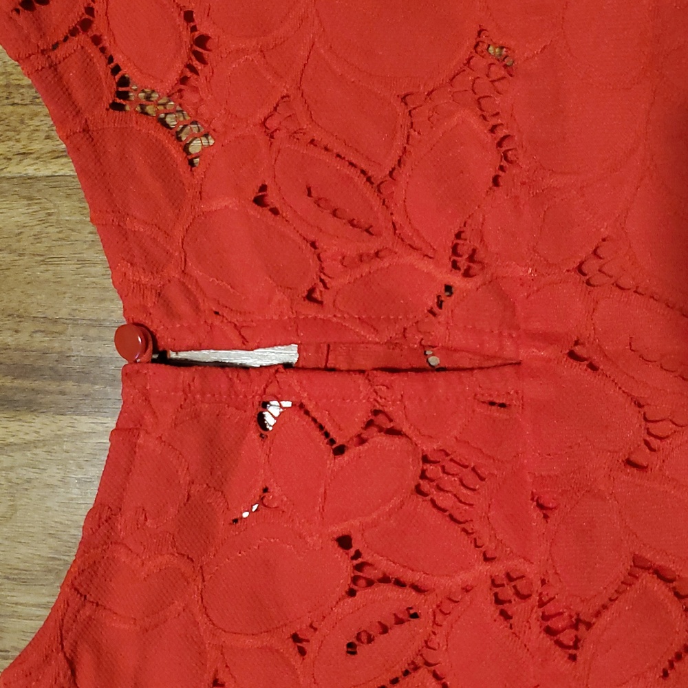 Monteau Red Lace Eyelet Top Womens Size S - Picture 13 of 16